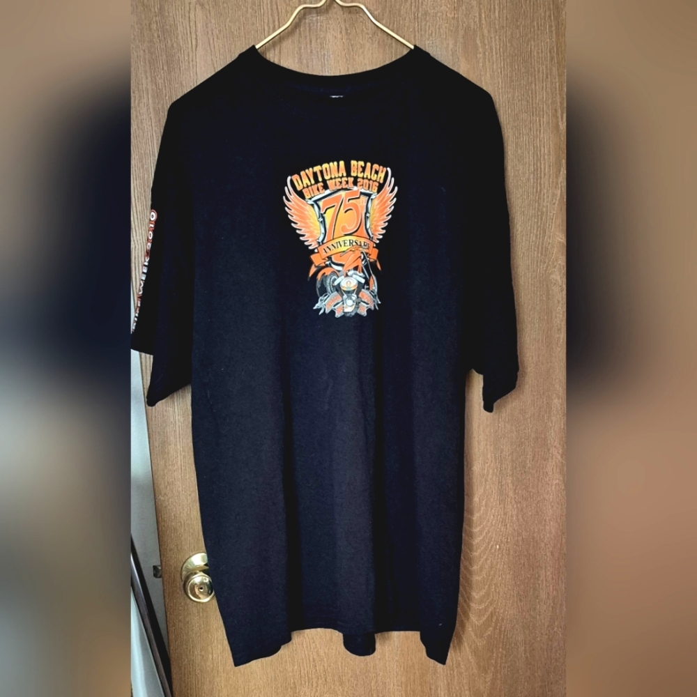 Daytona Beach Bike Week 2016 75th Anniversary Black T-Shirt XXL
